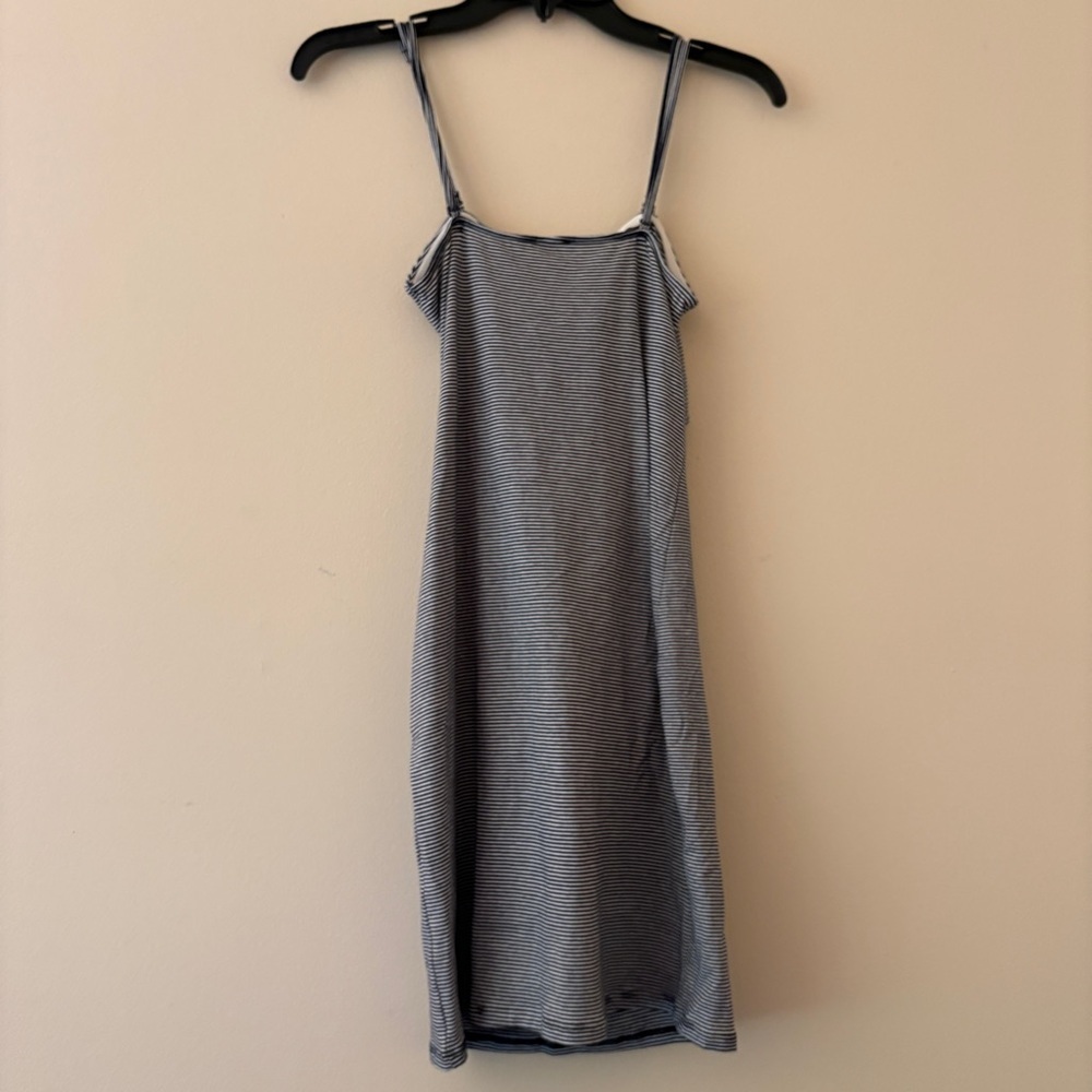 Garage Blue White Stripe Cut Out Front Knot Mini Dress Size M - Picture 2 of 3